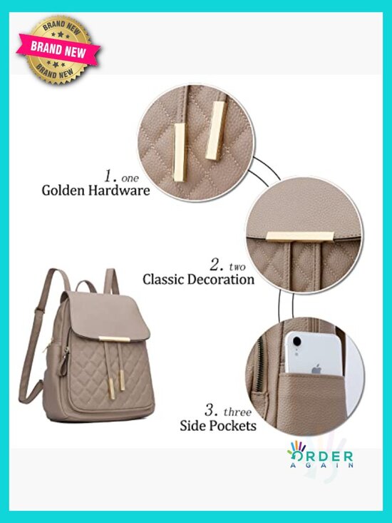 Quilted Trendy Leather Backpack Purse Fashion Travel Daypack Shoulder Bag main image 4